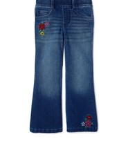 365 Kids From Garanimals Girls Flared Denim Jeans W/Flower Patches - £12.56 GBP