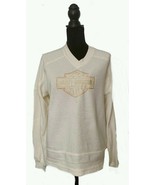 Harley-Davidson Textured Sweater, Cream, M,Long Sleeves,  H-D Crest, Pol... - $48.02