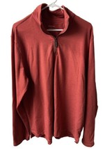 Merona Shirt Men Size Large Orange Long Sleeve Mocked Kneck Pullover Quarter Zip - £13.77 GBP