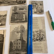 Antique Victorian Scrapbook Sketch Cut Outs BW Russians Windmills Prints... - $19.01