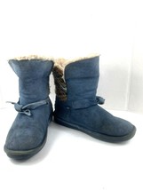 Bearpaw Boot women 11 M Geneva Shoes Blue Suede Wool Lined Winter Snow Stap - $27.54