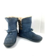 Bearpaw Boot women 11 M Geneva Shoes Blue Suede Wool Lined Winter Snow Stap - $27.54