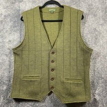 Orvis Wool Vest Mens Medium Olive Green Button Up Formal Mafia Preppy Gr... - $22.95
