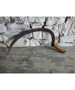 Old Antique Primitive Sickle Wooden Handle Farm Tool Used For Reaping of... - $64.65 CAD