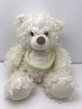 Hallmark My First Friend Bear Plush 12&quot; Bib Curly Fur Stuffed Animal Toy - £11.92 GBP