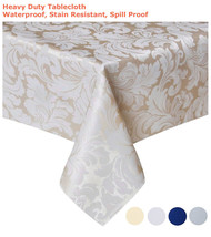 Tektrum 70&quot;X70&quot; Square Damask Tablecloth-Waterproof/Stain Resistant -Beige - £18.73 GBP