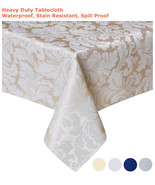 Tektrum 70&quot;X70&quot; Square Damask Tablecloth-Waterproof/Stain Resistant -Beige - £18.76 GBP