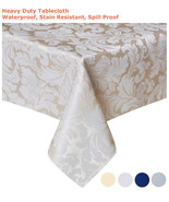 Tektrum 70&quot;X70&quot; Square Damask Tablecloth-Waterproof/Stain Resistant -Beige - $33.22 CAD