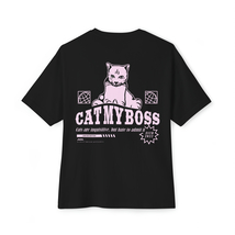 Unisex Oversized Boxy T-shirt Cat My Boss Y2K Style - £27.68 GBP