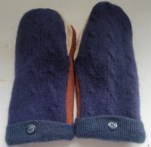 NEW Handmade Upcycled Womens M/L? Wool Mittens Fleece Lined from Old Sweaters #7 - £30.59 GBP