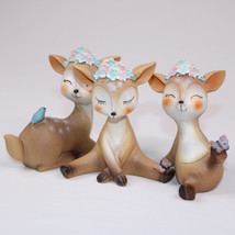 Christmas Deer Figurines 3 Pack Cake Topper Woodland Animal Doe Fawn Dec... - $15.45