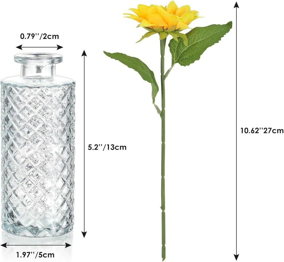 Glass Bud Vases,Mini Vintage Flower Vases 1.97"L x 1.97"W x 5.2"H (Set of 6) Item image 6