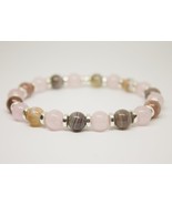 8mm Botswana Agate and Rose quartz Bracelet Quartz Bracelet Womens Mala ... - $26.00