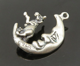 925 Sterling Silver - Vintage Petite Bull &amp; Crescent Moon Face Pendant - PT18518 - $32.36