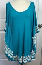 Southern Frock Tunic Oversized Look with Lace Teal and White Size XS / S - $12.71