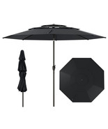 10 ft 3-tier Vented Patio Umbrella with Push Button Tilt-Black - Color: ... - $192.25 CAD