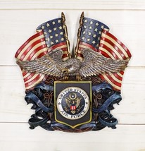 Patriotic US United States Air Force Eagle Emblem With American Flags Wall Decor - $26.99