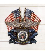 Patriotic US United States Air Force Eagle Emblem With American Flags Wa... - $36.91 CAD