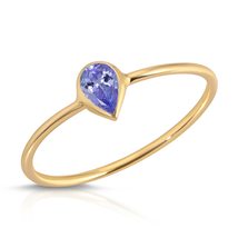 14K Solid Gold Ring With Natural Pear Shape Bezel Set Tanzanite - £187.84 GBP