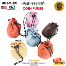 BUY 2 GET 1 FREEGenuine Leather Spring Coin Purse Wrist Drawstring Gift ... - £15.95 GBP