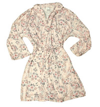 Catherine Malandrino Bath Robe Women&#39;s Size L Pink Roses Flowers Tie Wai... - $19.70