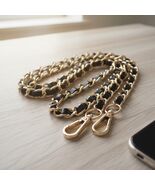 Purse Chain Strap Crossbody Bag Chains Strap Handbag A Gold Chain Black ... - $298.02 MXN