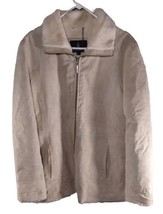 London Fog Sherpa Lined Rancher Leather Shearling Jacket Women Sz L Zip Vintage - £94.00 GBP