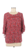 Cynthia Rowley Red White Floral Loose Short Sleeve Rayon Blouse Medium - £21.98 GBP