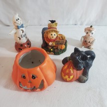 Vintage Halloween Figurines Pumpkin Tea Light Holder Decorations - £11.66 GBP