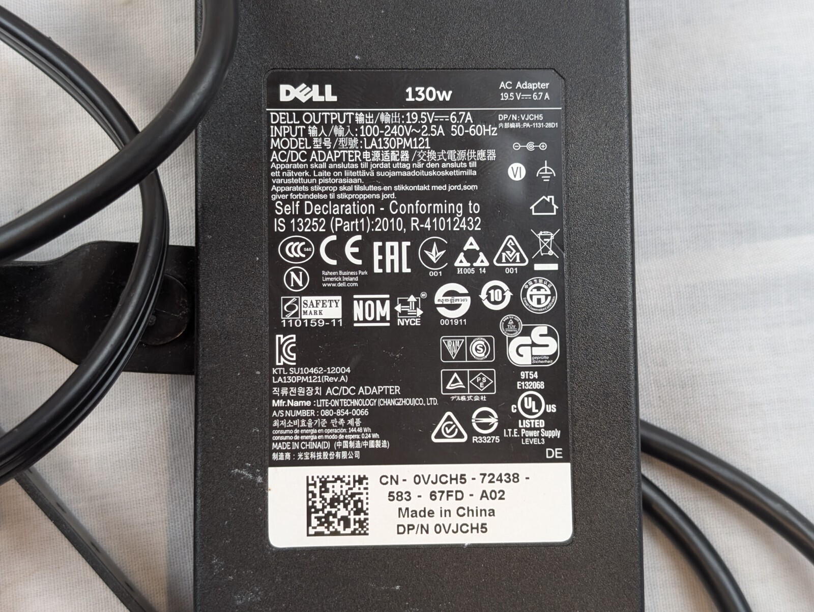 Dell 130W AC Power Adapter Charger LA130PM121 VJCH5 Genuine OEM Item image 2