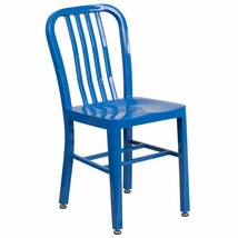 Indoor-Outdoor Metal Dining Chair In Blue - £155.07 GBP