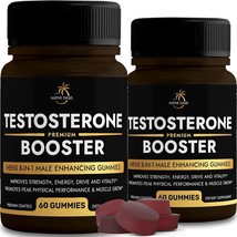 (2 Bottles) Testosterone Booster Gummies 8-in-1 Complex | Maca, Ashwagandha NEW - £18.61 GBP