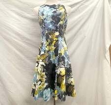 Maggy London Blue Green Floral Fit &amp; Flare Sleeveless Dress Size 8 - $35.93 CAD