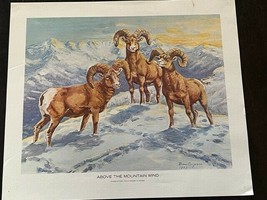 Ben Cooper Western Art Cowboy Animal Print Decor 14X11 Mountain Wind Ram Bighorn - £15.40 GBP