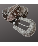 Nocona Western Women&#39;s Belt Hair On Cowhide Leather Rhinestones N3483602... - $39.99