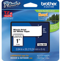 Brother TZe251 24mm 1&quot; Black on white P-touch TZ tape PT P700 P750W 2730... - $54.99