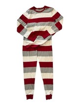 BURT&#39;S BEES Womens 2-Piece Pajamas Gray Red Striped Long Sleeve Christma... - £21.73 GBP
