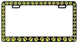 Black Paw Prints Critter Dog Pet Cat Yellow License Plate Frame - £4.74 GBP