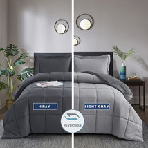 HIG Down Alternative Comforter Set 3 Pcs  All Season Reversible Comforter - Gray - £26.54 GBP+