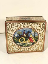 Vintage Baret Ware Gold Tone Box Embossed Fox Hunt Scene Art Grace Made England - $24.73