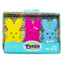 NEW Easter Peeps Vinyl Squeaky Dog Toys Set of 3 pink, blue &amp; yellow 4 in. tall - £7.15 GBP