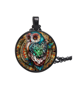 Handcrafted ~ Multi-colored OWL ~ Black Hardware ~ Alloy ~ 10.75&quot; Long N... - $14.96