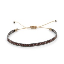 Boho Woven and Weave Pattern Multicolor Handmade Bracelet with Bohimian Bangle S - £14.06 GBP