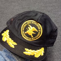 Vintage NRA Trucker Hat Cap Black Mesh Back Gold Leaf Made in USA - £18.14 GBP