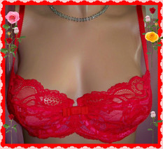 34B $48 RARE Full RED Lace Very Sexy Victorias Secret Balconet unlined U... - £31.37 GBP