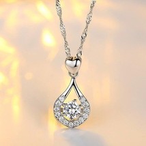 NEW 10 K White Gold Plated AAA Zircon Necklace &amp; Box Chain~Lovely Gift~LAST ONE - £16.17 GBP