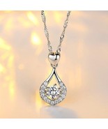 NEW 10 K White Gold Plated AAA Zircon Necklace &amp; Box Chain~Lovely Gift~L... - £16.14 GBP