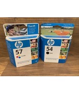 New Genuine OEM HP 54 Black Ink &amp; Hp 57 Tri-color Cartridge Sealed - $23.75