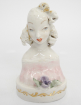 Corday Bust Antique Porcelain Figurine Woman w Ringlets Applied Flower 5.75&quot; HTF - £11.27 GBP