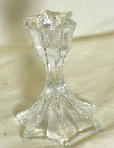 Taper Candle Candlestick Holder 6 Point Star Shaped Clear Glass - $9.89